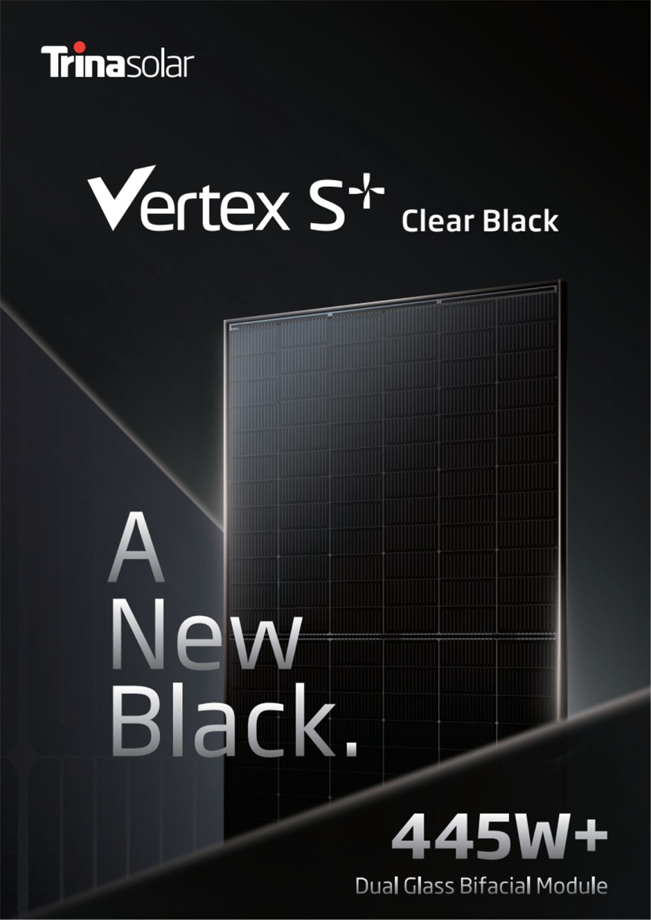 A New Black aesthetic with Trinasolar’s Vertex S+ Clear Black: 445W+ Dual-Glass Bifacial Solar Module